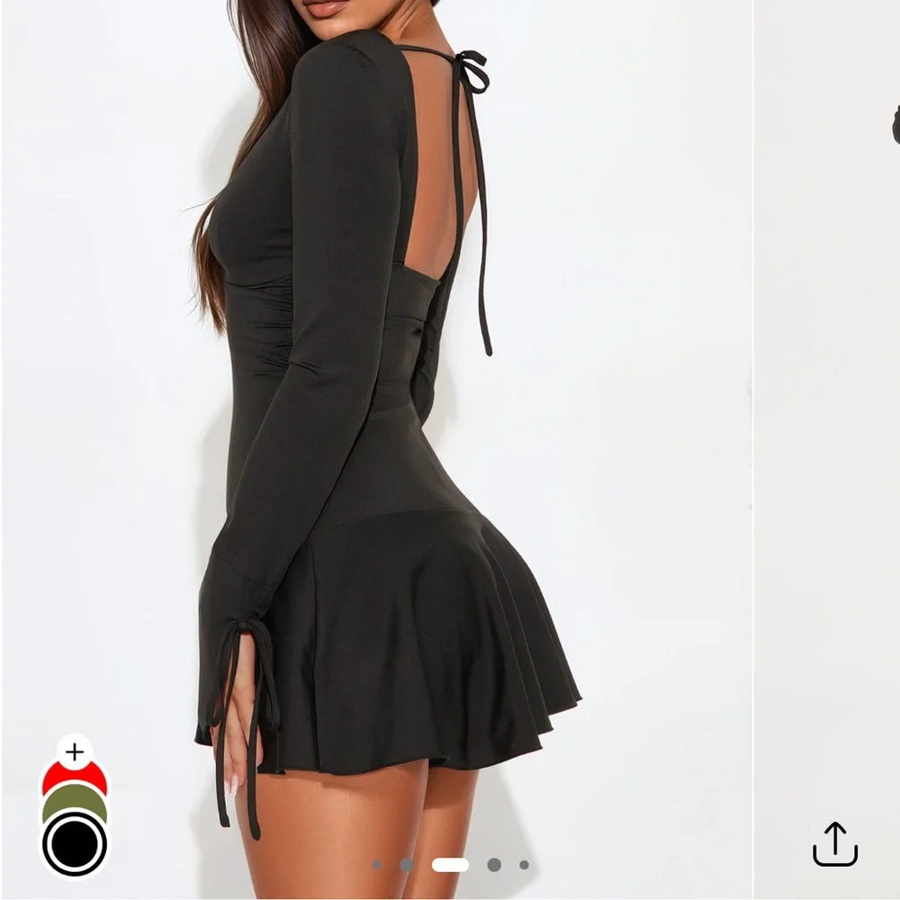 Black Ruffle Mini Dress - Picture 2 of 3